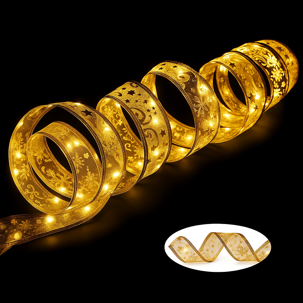 Yılbaşı Çam Ağacı Dekor Seti – LED Işık + Süsler + Kar Spreyi